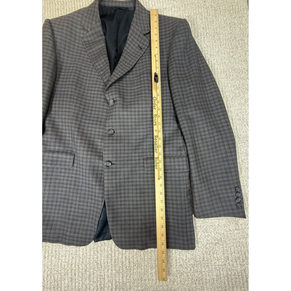 Burberry London Kensington 44L Blue Grey Plaid Linen Wool Linen 3 Button Blazer - Picture 10 of 15